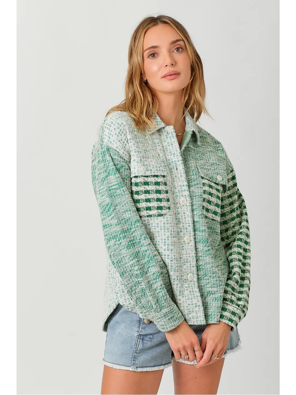(642) Tweed Color Block Jacket - NWT